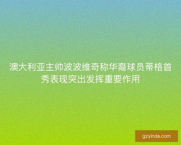 澳大利亚主帅波波维奇称华裔球员蒂格首秀表现突出发挥重要作用