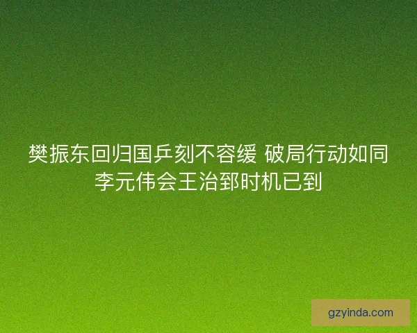 樊振东回归国乒刻不容缓 破局行动如同李元伟会王治郅时机已到